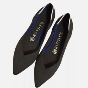 Rothy's Rare Retired Black White Halo The Point Ballet Flat Shoes.